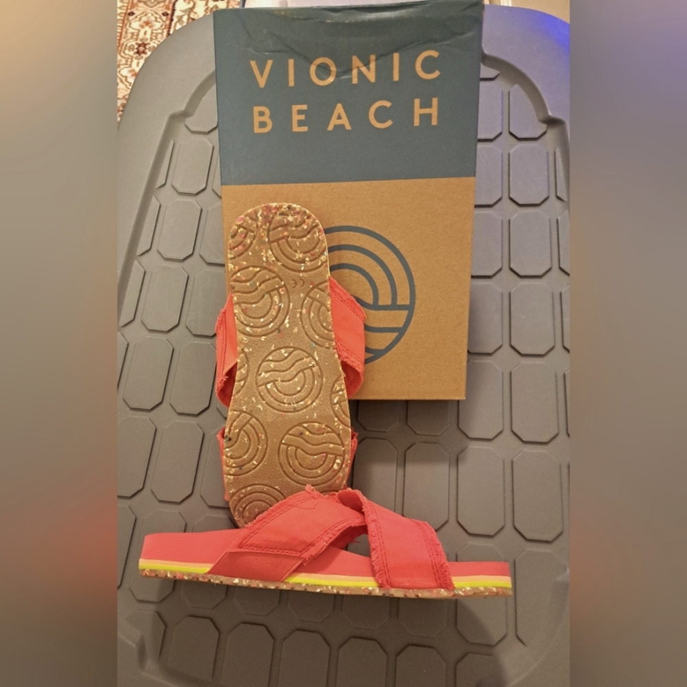 VIONIC beach SANDALS poppy CANVAS brand new in original box ๐ค๐ค๐ค - Picture 3 of 7